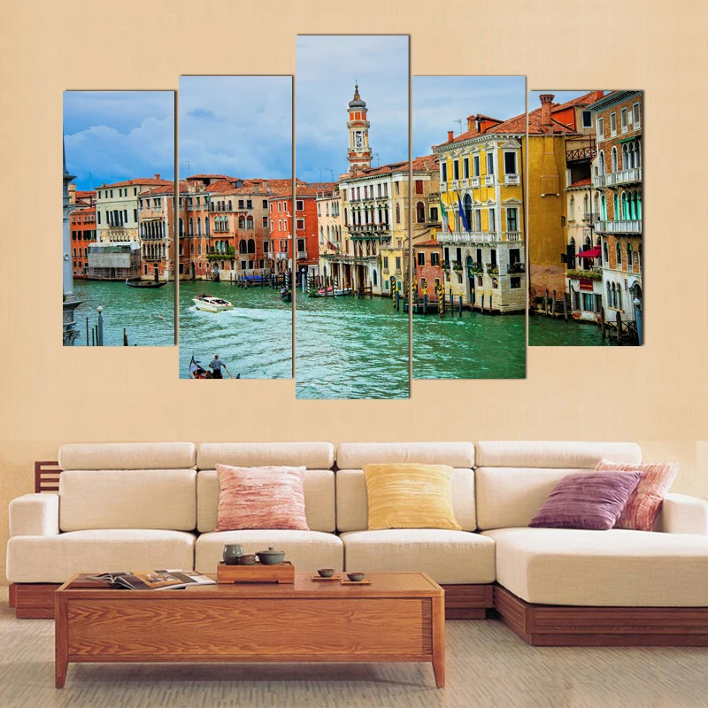 5 шт. огромная картина без рамки с HD-печатью Венеция-город на воде живопись