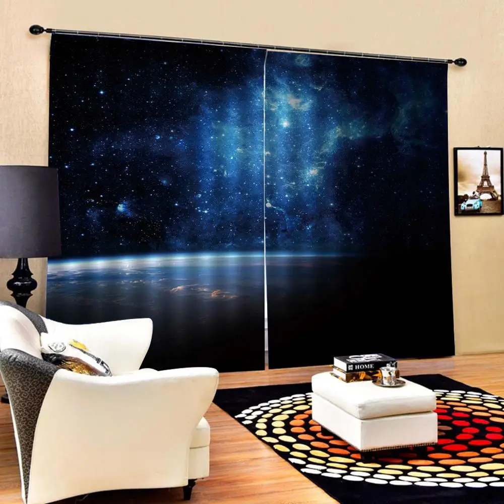 Высококачественные занавески 3d на заказ тканевые темно синие для спальни