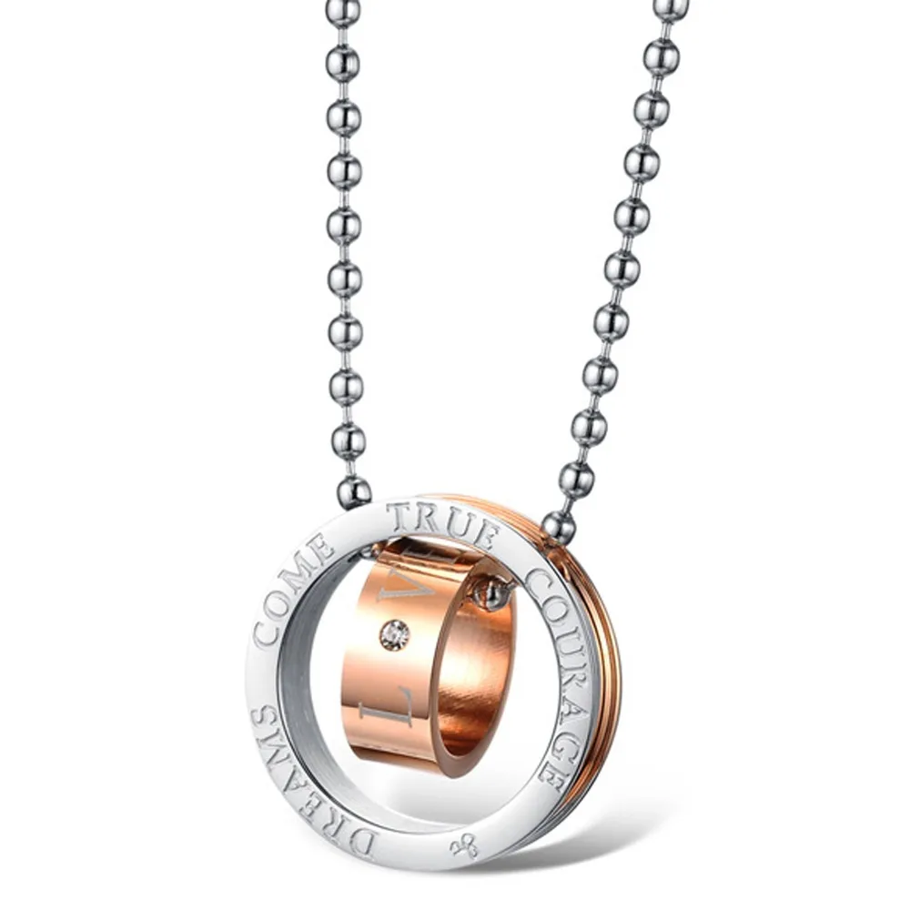 Его и ее Подарок на годовщину титана стали ювелирные изделия Пара колье|couple necklace