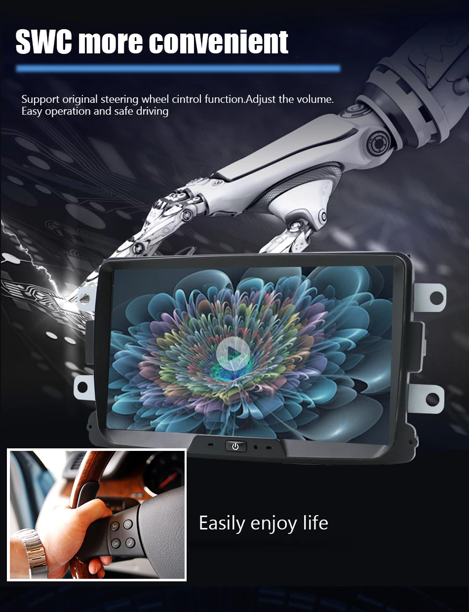 Eunavi Автомобильный Dvd Android 9,0 для Renault Dacia Duster Sandero Lodgy Dokker с одним Din Автомобильный Радио Gps навигация 8B02 2G+ 32G