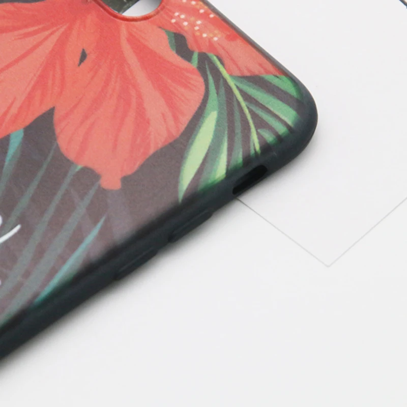 LANRENZ Case For iphone 7 8 plus Tropical Palm Leaf Flower Black TPU Phone Cases Cover for 6 6S XR XS Max |