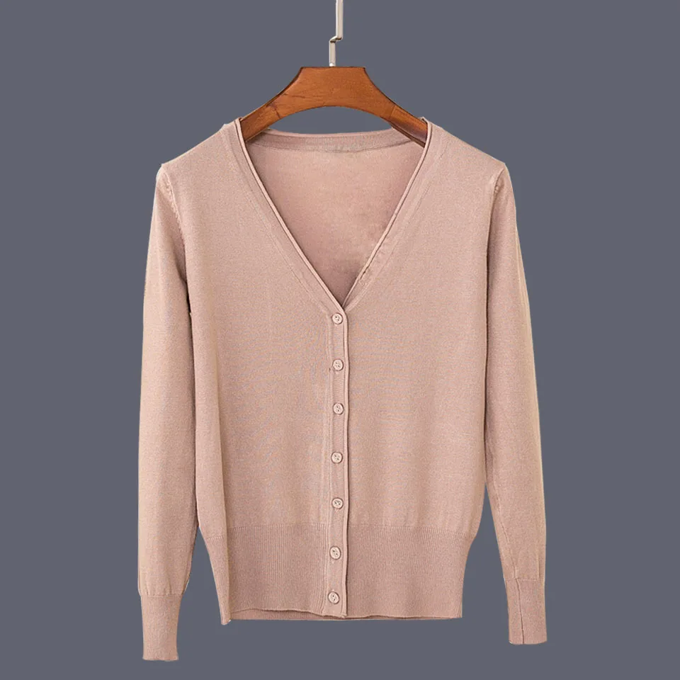 Women Knitted Cardigan Autumn Winter Shrug Ladies Jumper Long Sleeve V-Neck Sweater Solid Color Loose Plus Size 3XL-6XLCoat Tops |