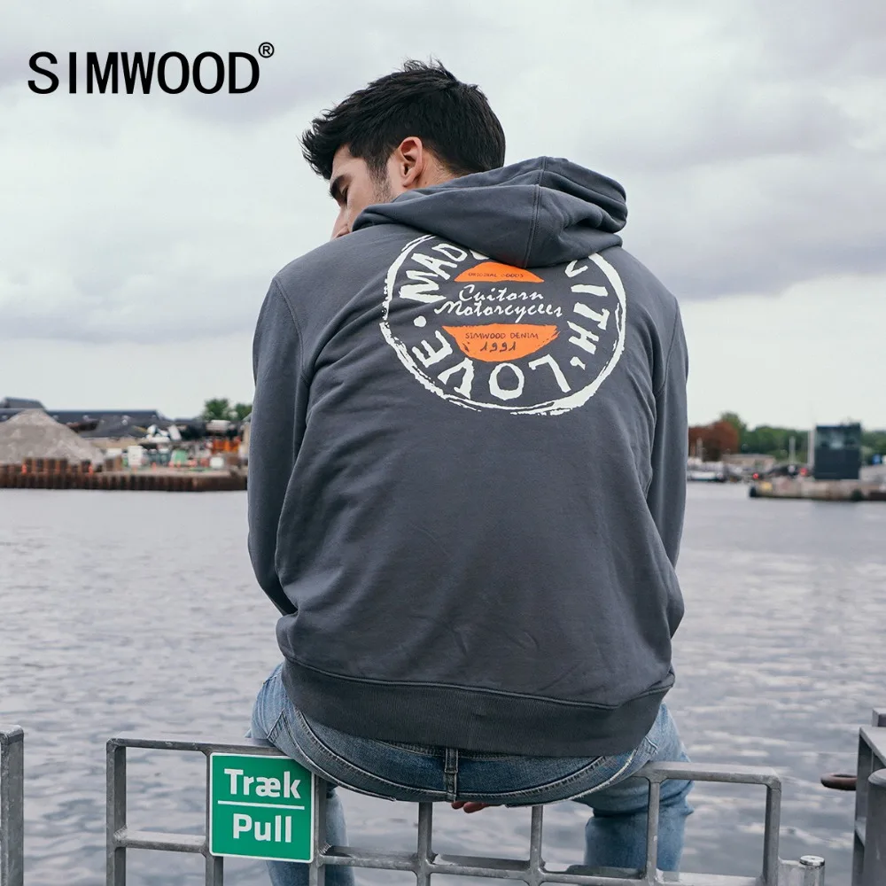 Мужское худи с рисунком SIMWOOD повседневный приталенный свитшот брендовая уличная