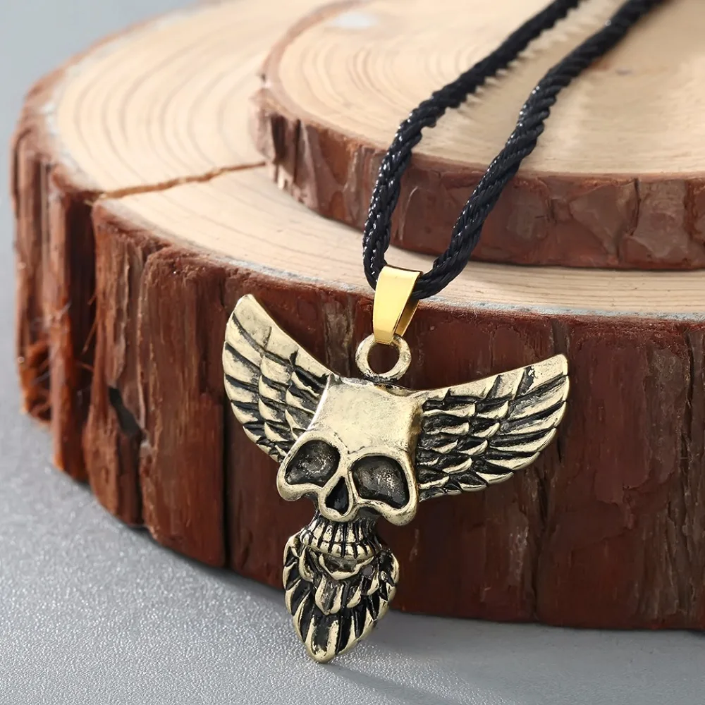 CHENGXUN Мужская мода футболки в стиле панк череп голова Орла неправ ожерелье