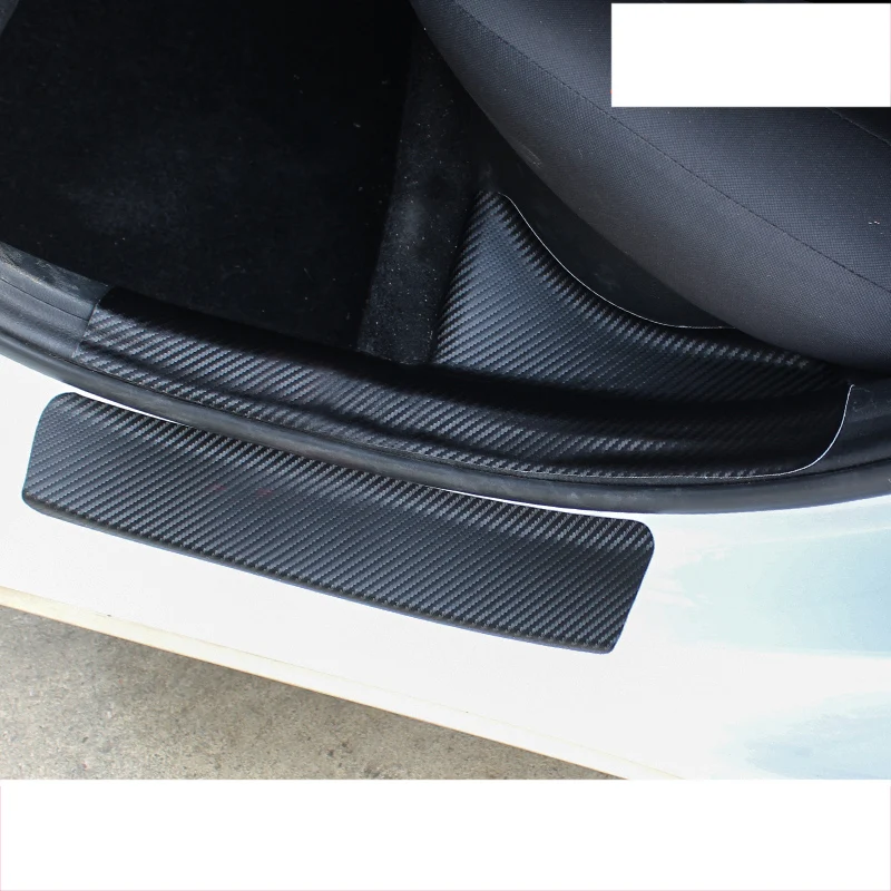 

lsrtw2017 carbon fiber leather car door threshold for kia rio 2017 2018 2019 k2