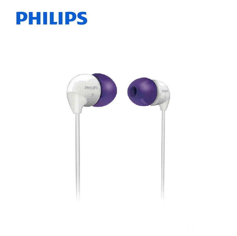 White-Purple Philips SHE3501 наушники-вкладыши с плоской головкой 3,5 мм проводные наушники супер бас наушники для Xiaomi LG официальный сертификат - Цвет: White-Purple