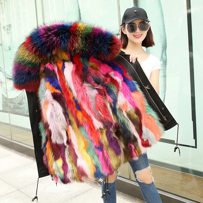 Женская парка с подкладкой из натурального Лисьего меха меховые шубы капюшоном и