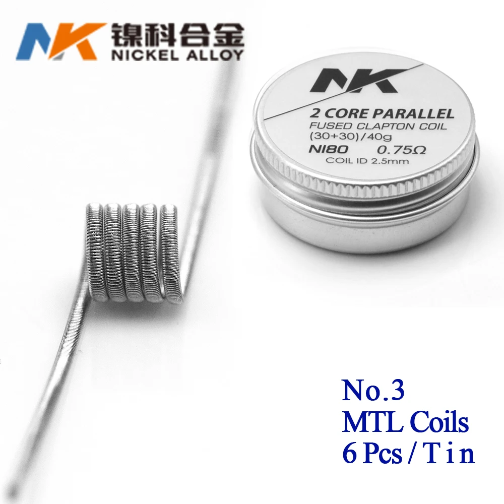 NK сверхтонкий MTL DIY Готовые катушки Ni80/A1/SS316L плавленый clapton для manta mtl RTA