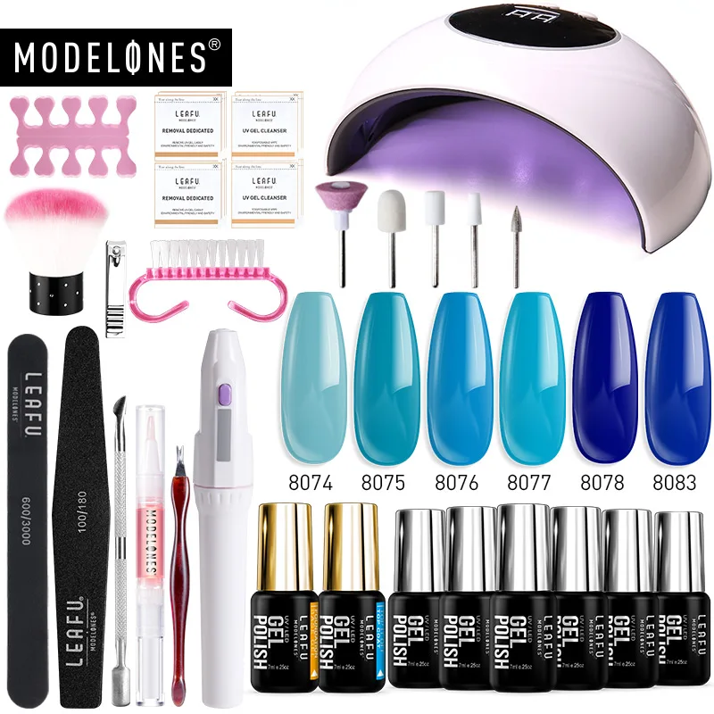 nail set with drill Modelones 21 шт/лот Светодиодная лампа Сушилка для ногтей Гель-лак Инструменты Наборы замочить от основания верхние наборы для ногтей электродрель Гвоздь Набор инструментов - Цвет: nail set with drill