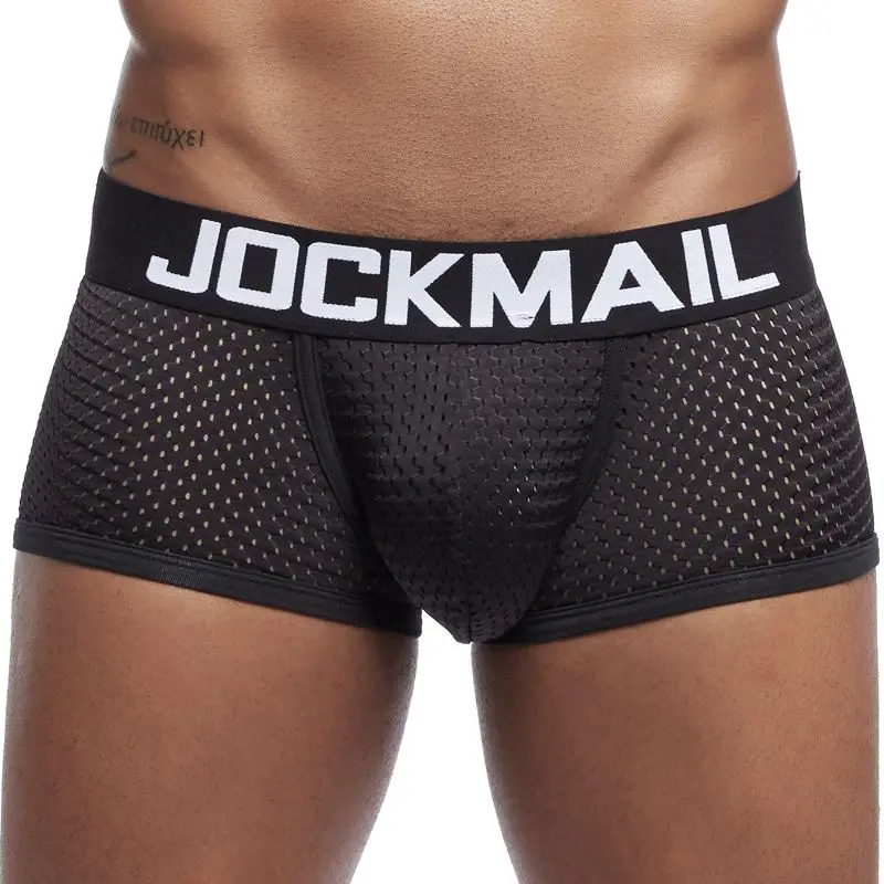 Черный JOCKMAIL, новинка, боксеры, мужское нижнее белье, дышащая сетка, сексуальное мужское нижнее белье, трусы, cueca, боксеры, боксеры, мужские шорты, calzoncillos - Цвет: Черный