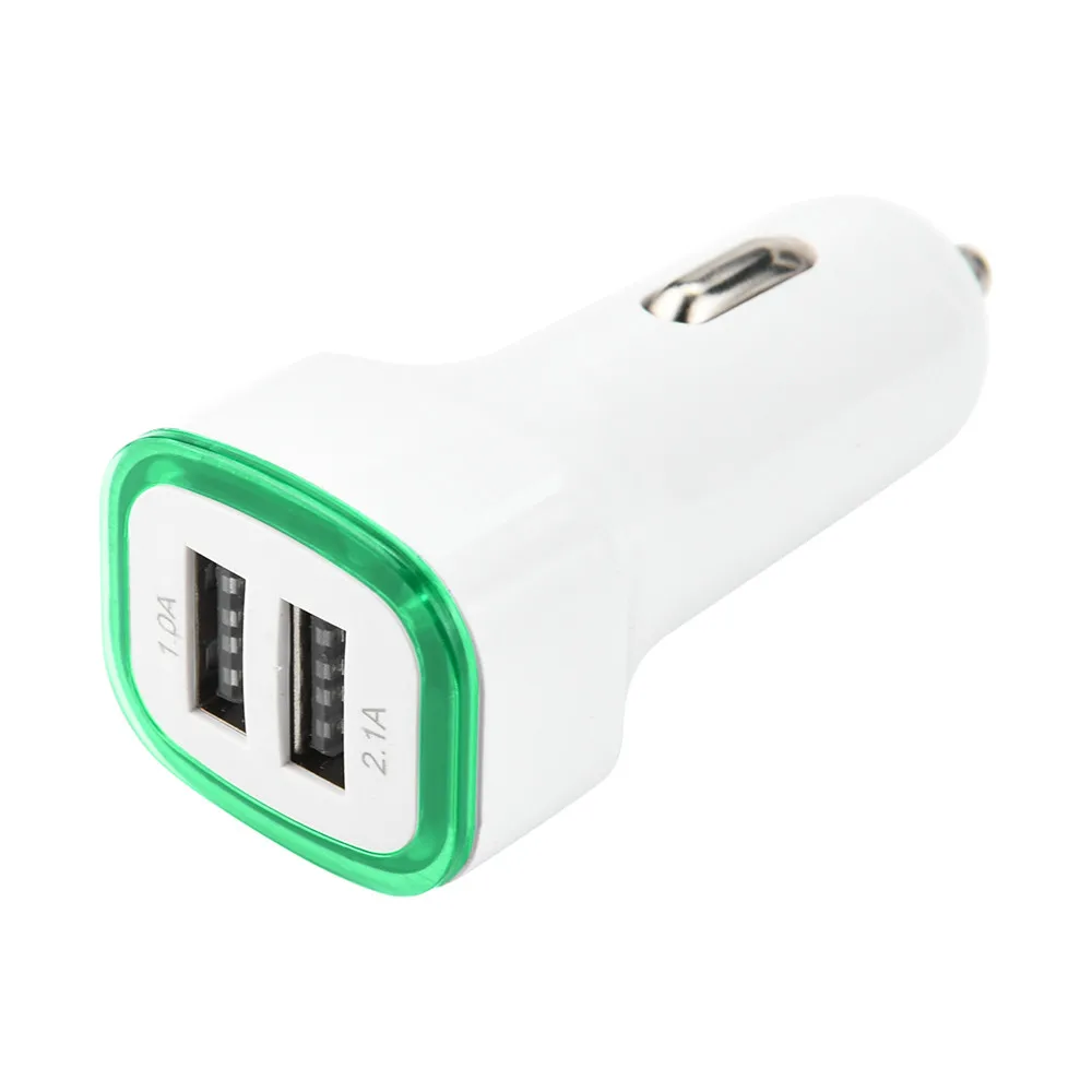 Автомобильное зарядное устройство QC3.0 с двумя usb портами для iPhone Xiaomi светодиодное