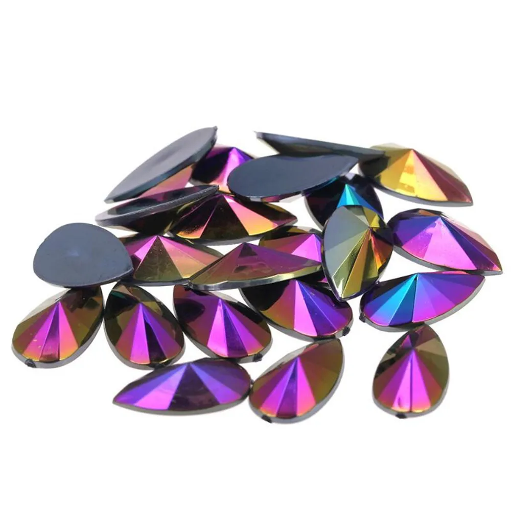 Bling 100 шт. Черный AB точечное лицо в форме капли Сделай Сам Акриловые стразы