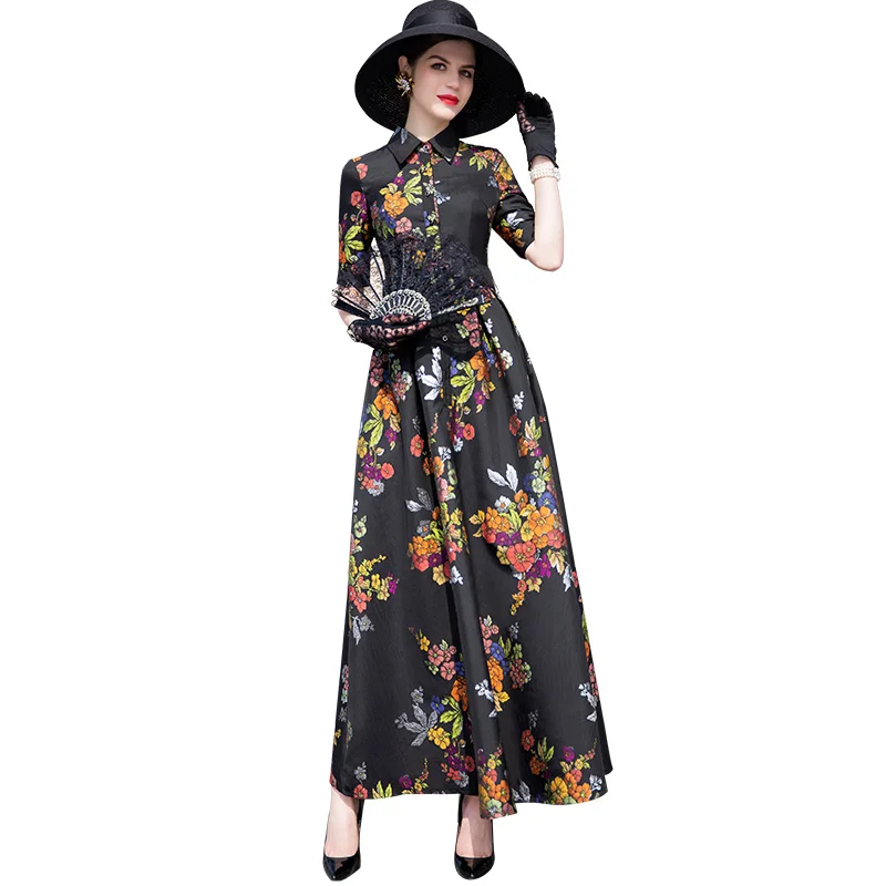 Летнее Длинное Платье с вышивкой жаккардовое платье цветочным рисунком