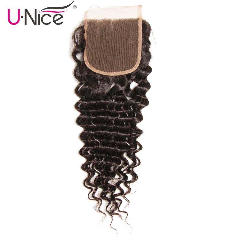 Волосы Unice перуанские глубокая волна Кружева Закрытие 1 шт свободная часть Remy