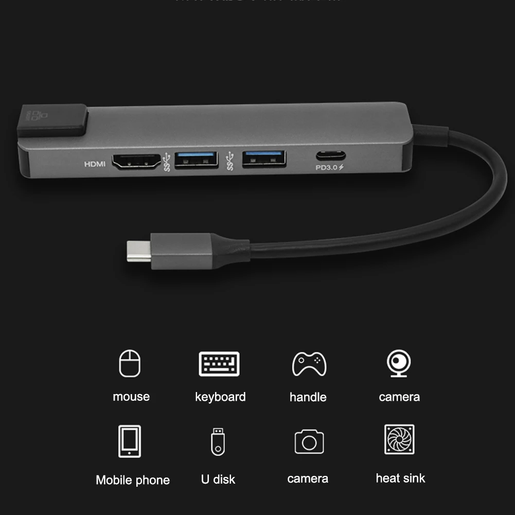 5 в 1 концентратор адаптер usb type C Hdmi 4K USB C к Gigabit Ethernet Rj45 Lan адаптер для Mac Book Pro Thunderbolt 3 USB-C зарядное устройство P