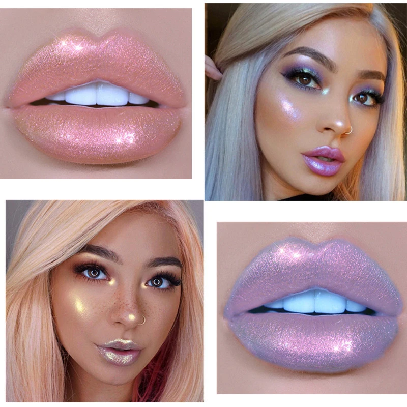 Glitter Liquid Lipstick Lip Gloss Lint Crystal Glow Laser Holographic Lipsticks Jelly Pigment Lipgloss Tube Makeup | Красота и