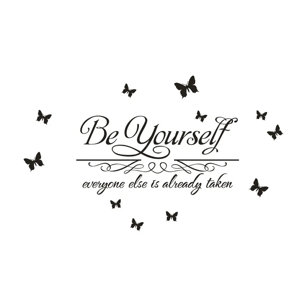 KAKUDER Новая креативная Мотивационная Цитата Настенная Наклейка бабочка Be Yourself