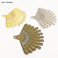 20 piece 5643mm gold colorantique bronze metal filigree flowers slice fan shaped charms base jewelry diy component making