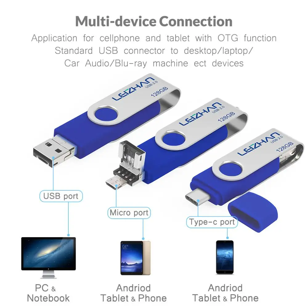 LEIZHAN android type c usb флеш накопитель dirve otg Флешка USB C фото палка micro память устройство