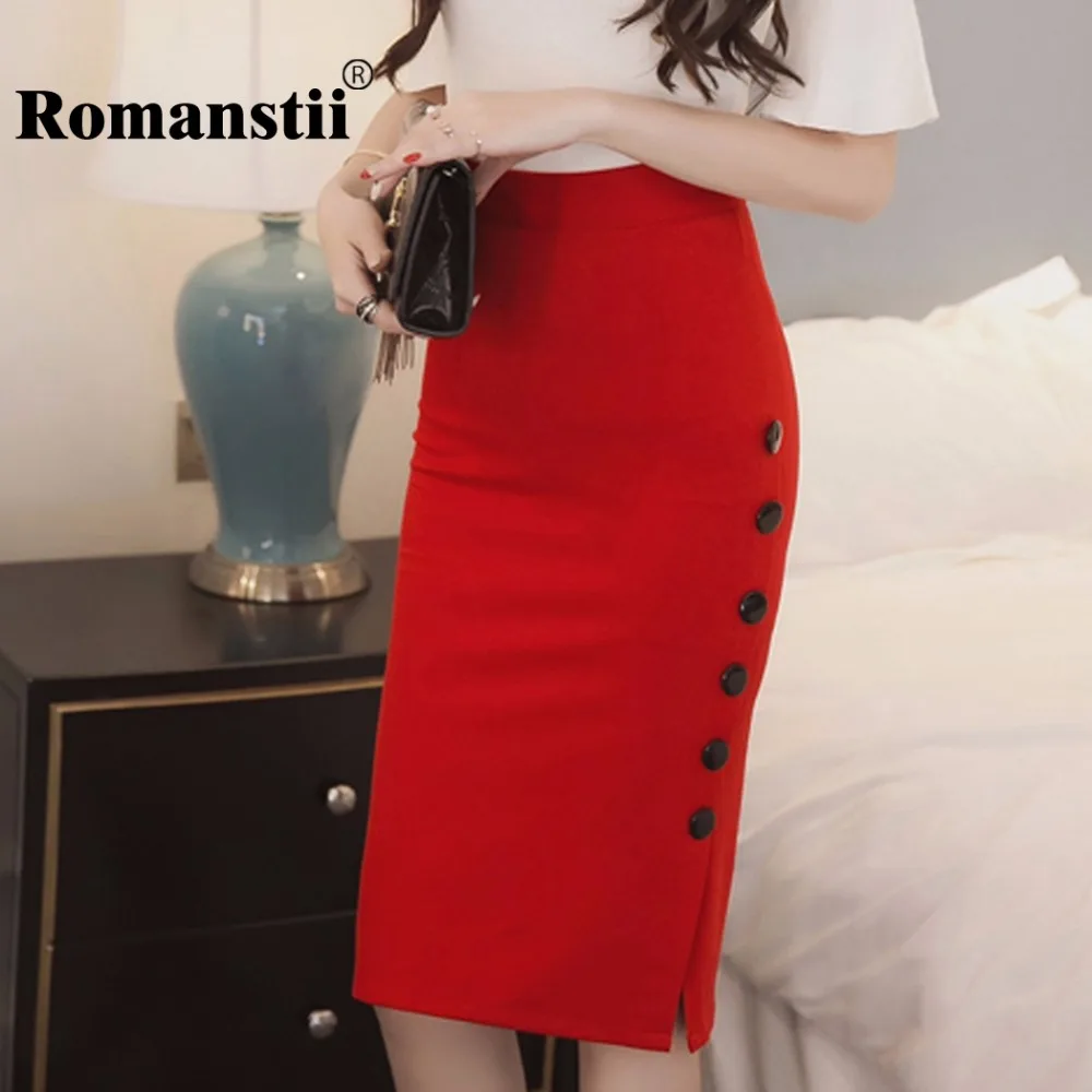 Romanstii юбка-карандаш Мода 2017 г. женские офисные пикантные Молния сзади боковой