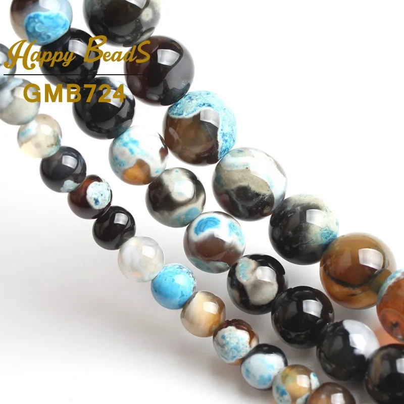 Бусины из натурального камня синего и коричневого цветов круглые свободные