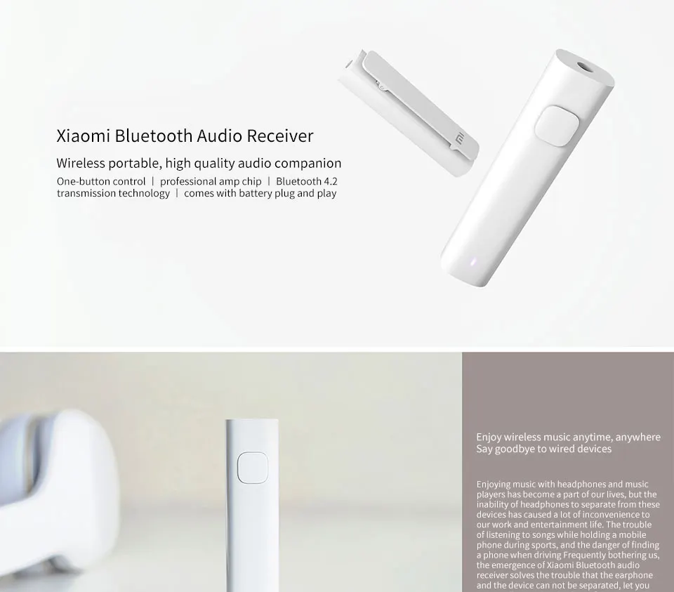 Xiao mi Bluetooth аудио приемник портативный Проводной беспроводной mi медиа адаптер для 3,5 мм наушники гарнитура динамик автомобиля AUX