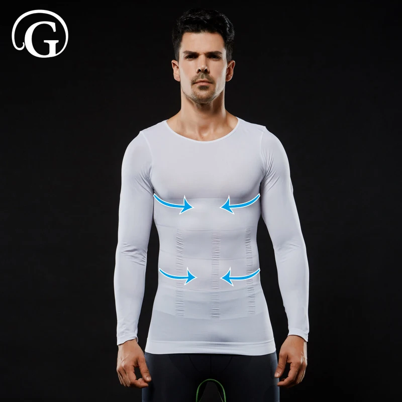 

Gynecomastia Man Shaper Posture Corrector Corset Slimming Body T Shirt Belly Trimmer Male Abdominal Girdle Sleeves Undershirt