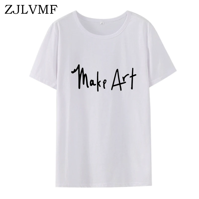 Женская футболка Zjlvmf Make Art свободная повседневная с круглым вырезом большой