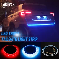 okeen auto car tailgate turning singal light flowing led trunk strip rear braking lamp drl light red and blue car styling
