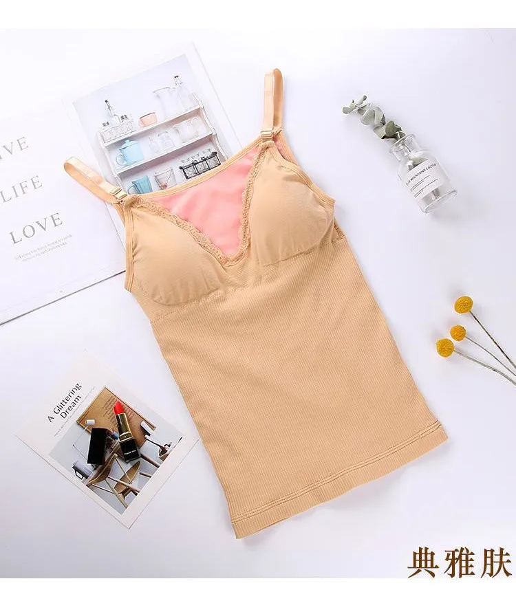 skin Новинка, Осень-зима, женские кружевные майки из кусков, теплые плотные бархатные майки, женские облегающие майки без рукавов с v-образным вырезом, приталенные Топы A936 - Цвет: skin