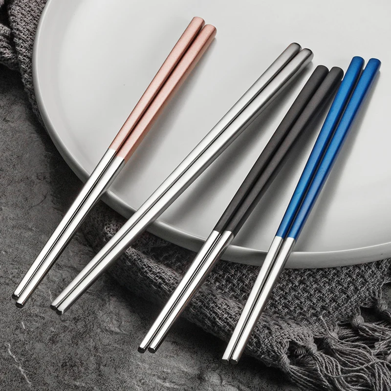 

JueQi 304 Stainless Steel Chinese Chopsticks Wheat Straw Portable Travel Chopsticks Kids Reusable Food Sticks For Sushi 1 Pair