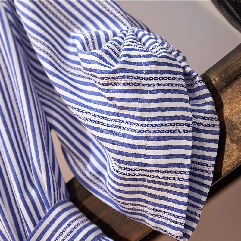 Весенне летнее Хлопковое платье женское Повседневное в полоску 2018 рубашка с