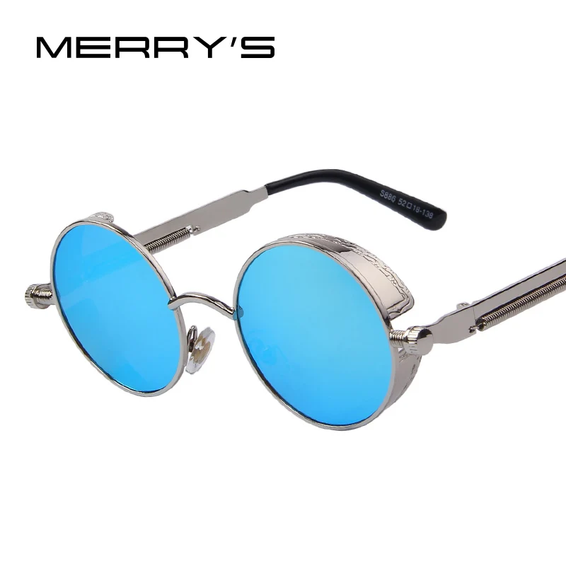 Мужские солнцезащитные очки в стиле стимпанк готические зеркальные круглые