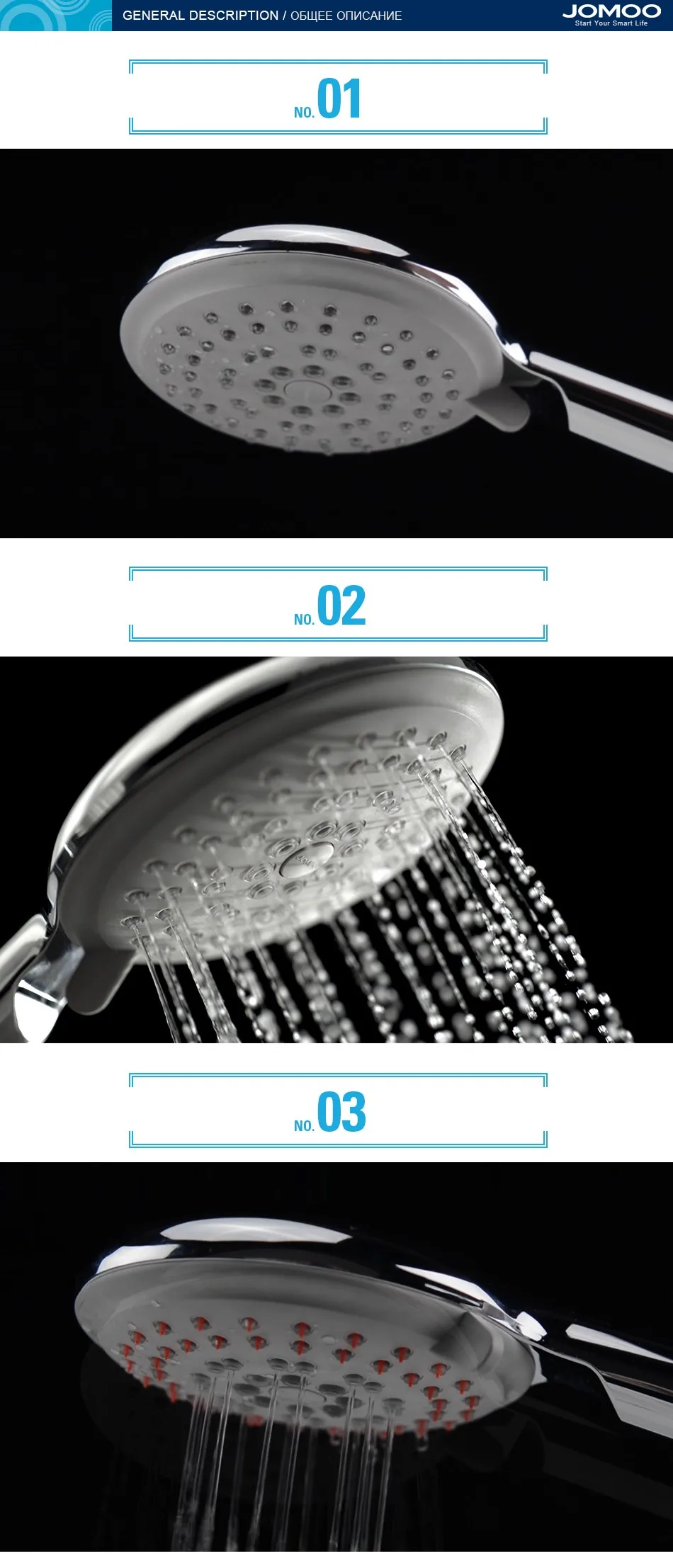 JOMOO Насадки для душа 5 Jet лакированной Showerhead полива экономии воды высокой Давление осадков ручной Ванная комната Водопад Ванна опрыскиватель