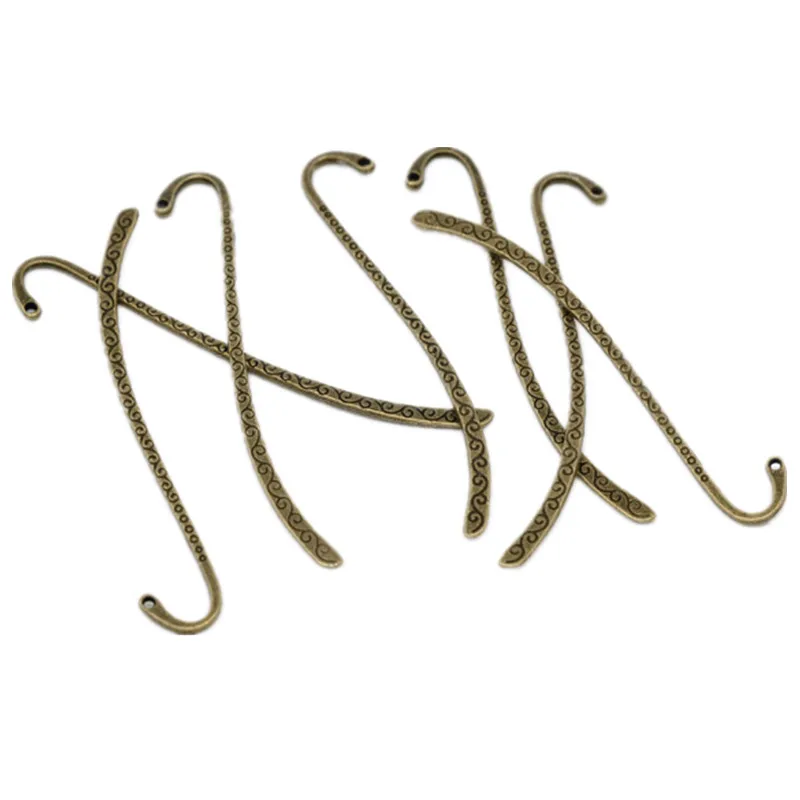 

100Pcs Pattern Carved Handmade Bookmarks With Hole Jewelry Findings 85mm Antique Silver Bronze Tone