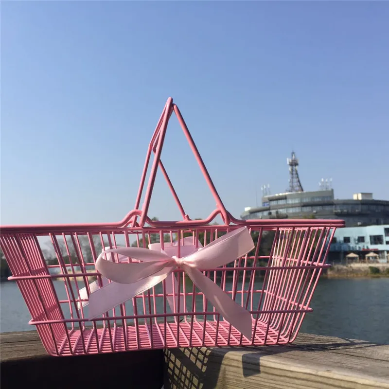 Главная Decaration Ins принцесса железная корзина для хранения корзина для рабочего стола фото реквизит для хранения Розовые украшения на свадьбу на день рождения подарок