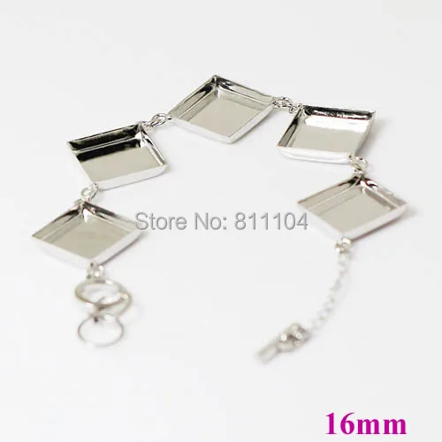 Пустые Настройки браслета манжета с внутренней 16 мм квадратной глубокой стенкой