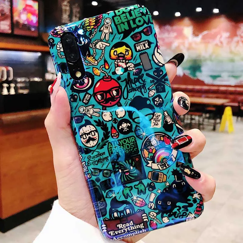 Сумасшедший мультфильм чехол крышка с узорами для huawei P20 P30 Pro Lite Коврики 20 10 Honor Nova