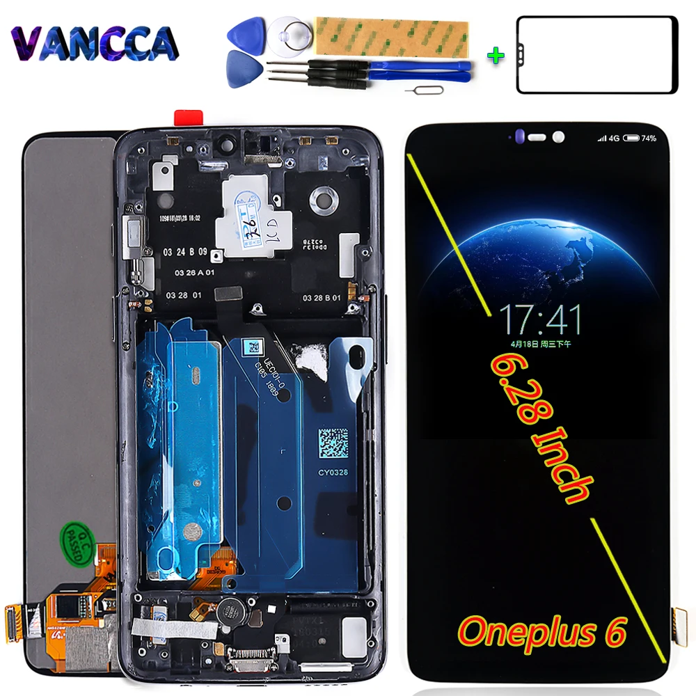 100% протестированный AMOLED ЖК дисплей для Oneplus 6 сенсорный экран 1080*2280 дигитайзер в
