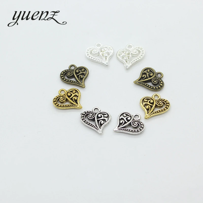 

YuenZ ювелирные кулоны «сердечко» из античного серебристого сплава, 20 шт., 4 цвета, принадлежности для поделок, подарки 15*14 мм, A02