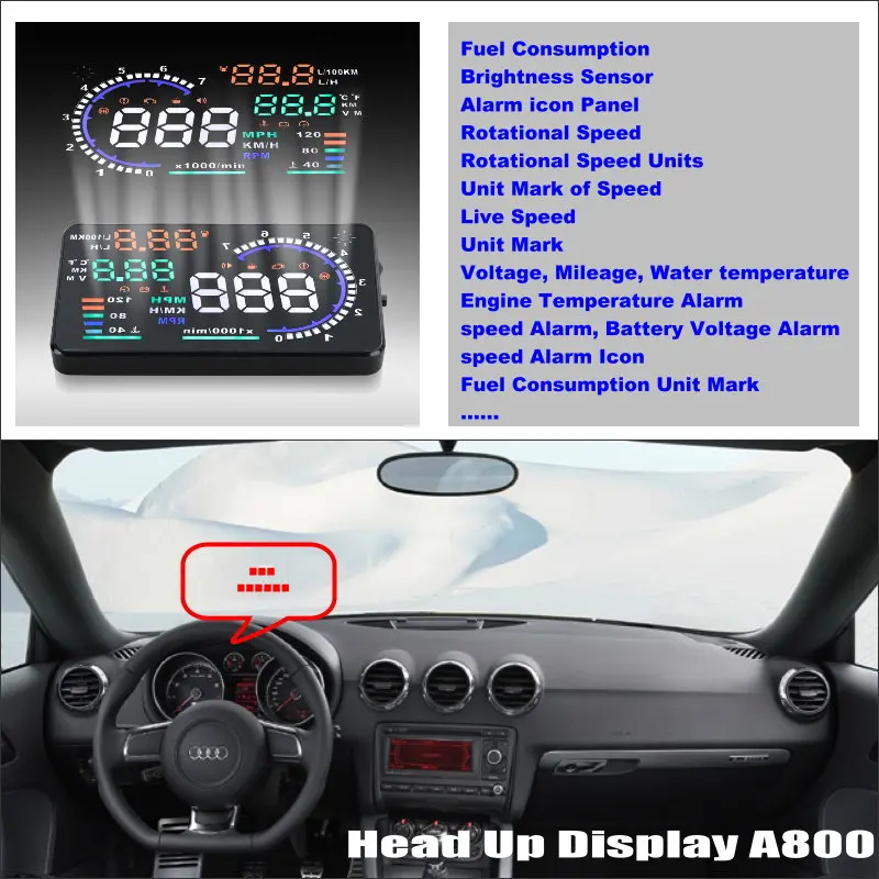 Car HUD Head Up Display For Audi TT/TTS MK2 8J 2007-2018 - HUD OBD AUTO Safe Driving Screen Projector Refkecting Windshield