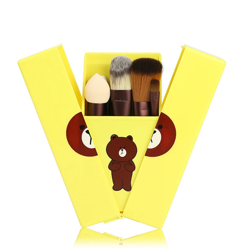 Набор кистей для макияжа Koren набор с милым медведем и уткой Silubi 8 шт. инструменты