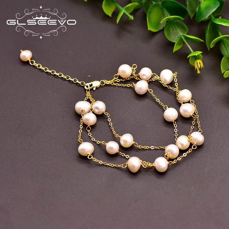 style 4 GLSEEVO,, 925 пробы, серебро, натуральный пресноводный жемчуг, регулируемый браслет ручной работы для женщин, подарок, хорошее ювелирное изделие GB0142 - Цвет камня: style 4