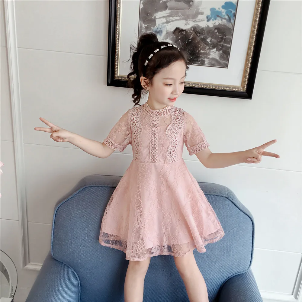 Кружевные вышитые платья принцессы для девочек на весну и лето цельная детская