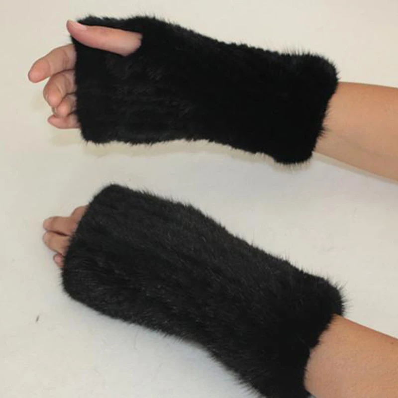 HSPL зимние женские перчатки 2017 настоящие Вязаные норковые меховые вязаные гетры