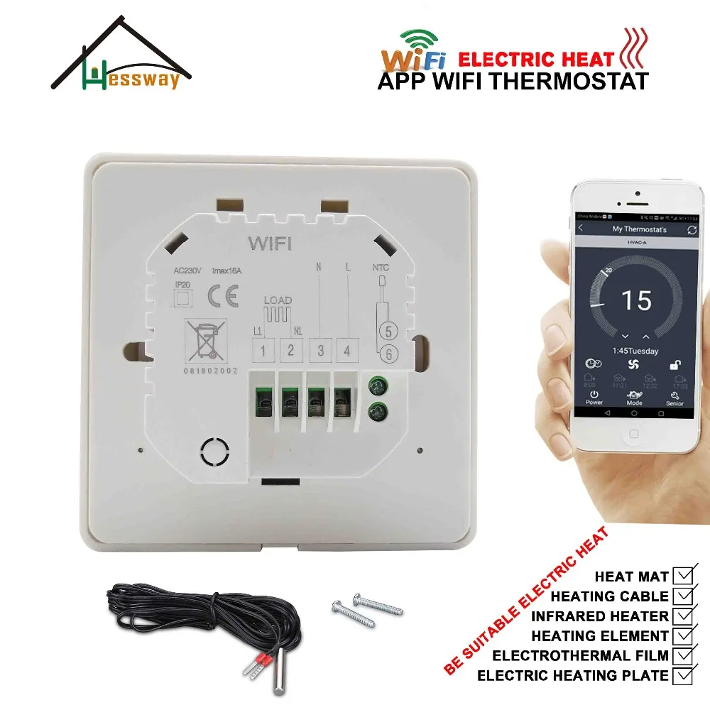 HESSWAY Электрический Терморегулятор с двойным датчиком термостат Wi Fi 16 А для