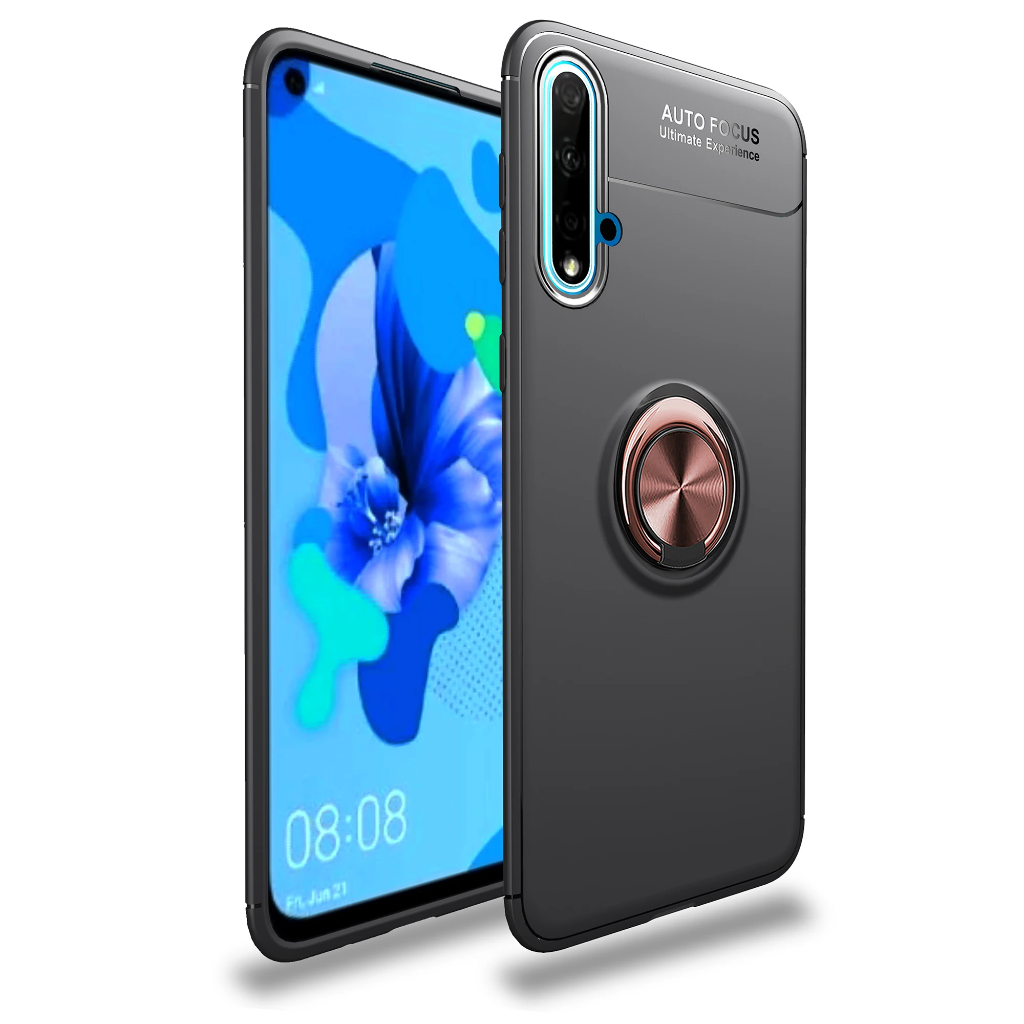 Phone Case for Huawei Nova 5 Cover Bumper Magnetic Metal Ring Holder Soft TPU Silicone Cases Nova5 |