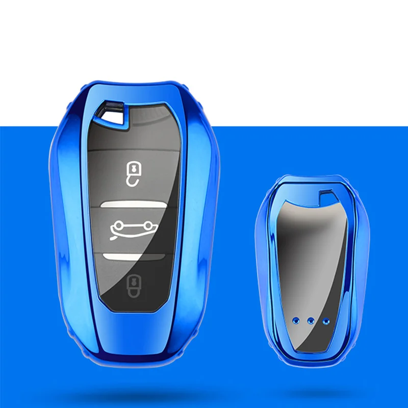 blue single shell Чехол для автомобильного ключа, брелок для peugeot 208 308 508 3008 5008 для Citroen C4 Picasso DS3 DS4 DS5 DS6 - Название цвета: blue single shell