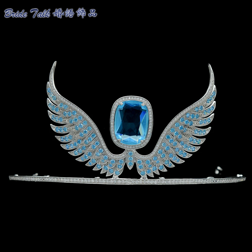 Тиары с фианитом класса ААА свадебные аксессуары для волос ангельскими крыльями