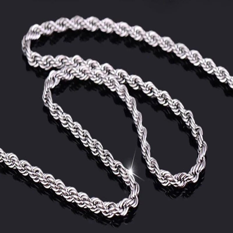 Ожерелье из витой цепи в стиле панк для мужчин и женщин колье серебристого